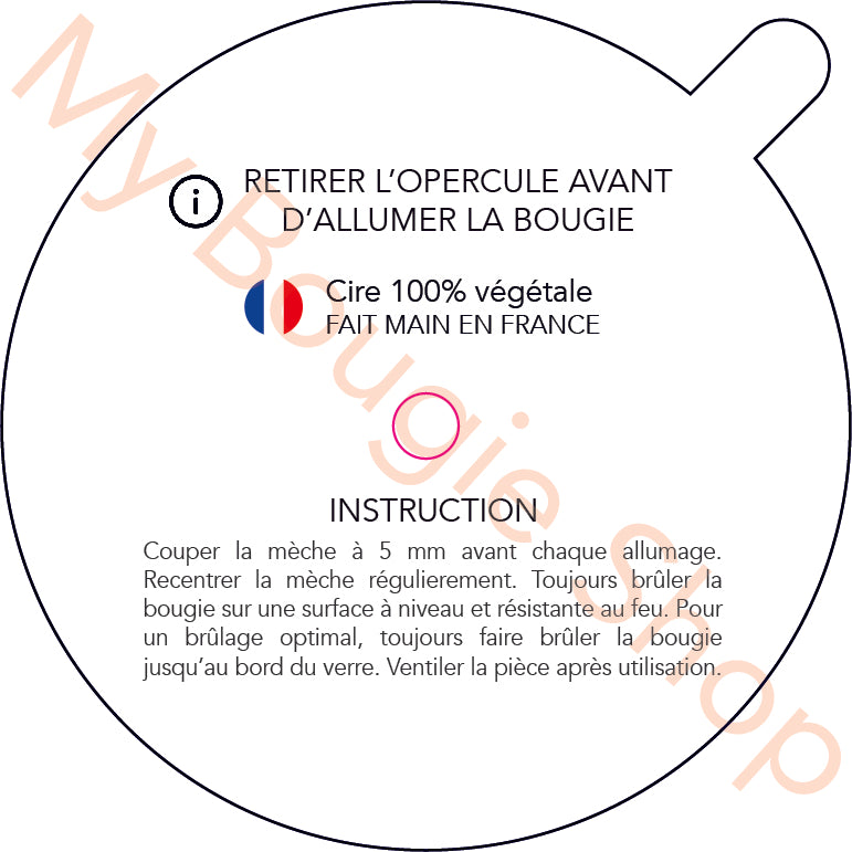 Etiquette à poussière pour bougie, couvercle à poussière, opercule bougie. rondes diamètre 65 mm