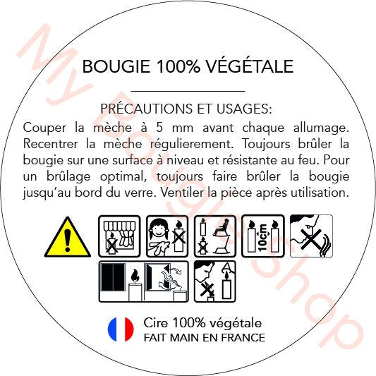 Etiquette ronde 35 mm de sécurité pour bougie 100% végétale